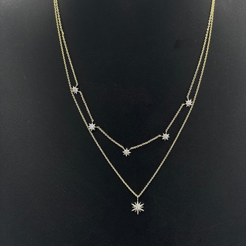 S&D Smith Dillon? Double Strand North Star Station Chain Necklace Gold Tone